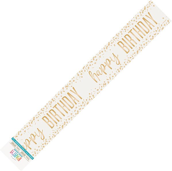 Gold Confetti "Happy Birthday" Foil Banner - 2.74m - The Party Marketplace