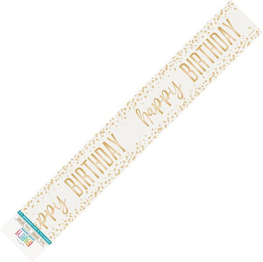 Gold Confetti "Happy Birthday" Foil Banner - 2.74m - The Party Marketplace