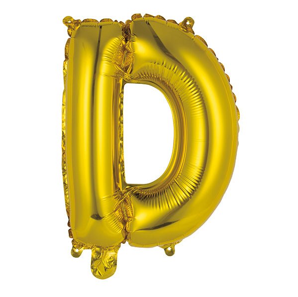 Gold "D" Letter Foil Balloon (35cm) - The Party Marketplace