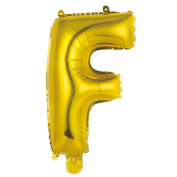 Gold "F" Letter Foil Balloon (35cm) - The Party Marketplace