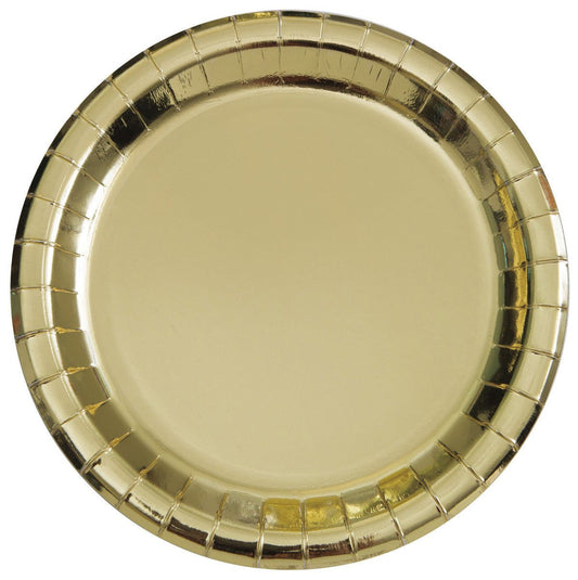 Gold Foil Paper Plates 23cm (Pack of 8) - The Party Marketplace