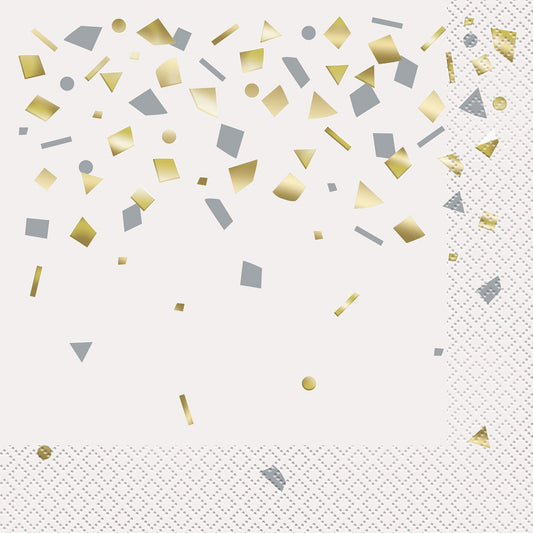 Gold Foil Stamped Confetti Celebrate Luncheon Napkins (Pack of 20) - The Party Marketplace