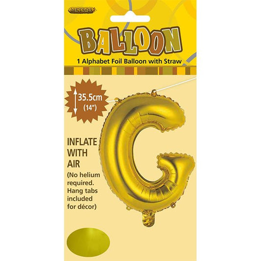 Gold "G" Letter Foil Balloon (35cm) - The Party Marketplace