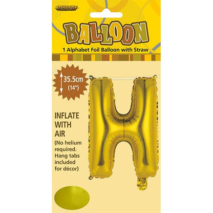 Gold "H" Letter Foil Balloon (35cm) - The Party Marketplace