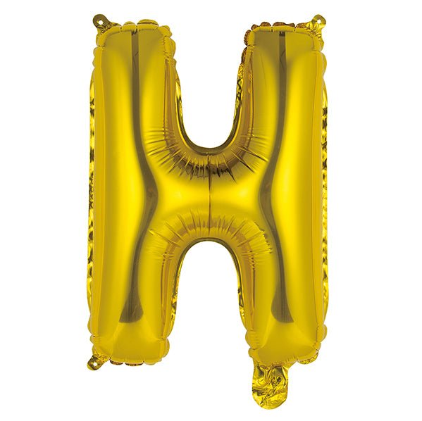 Gold "H" Letter Foil Balloon (35cm) - The Party Marketplace