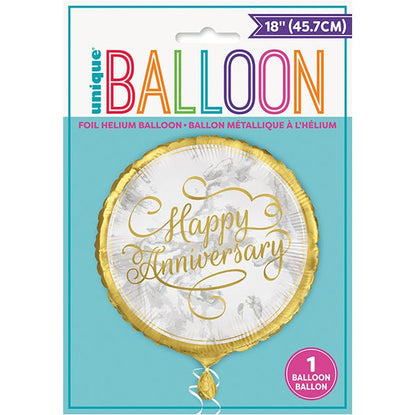 Gold "Happy Anniversary" Foil Balloon 45cm - The Party Marketplace