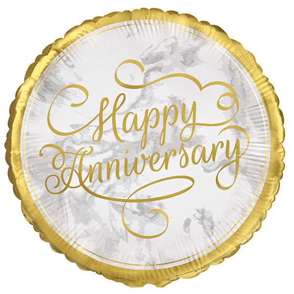 Gold "Happy Anniversary" Foil Balloon 45cm - The Party Marketplace