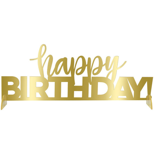 Gold "Happy Birthday" Acrylic Centrepiece 38cm - The Party Marketplace