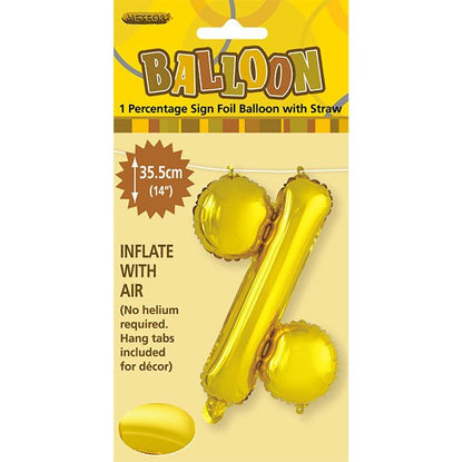 Gold "%" Letter Foil Balloon (35cm) - The Party Marketplace