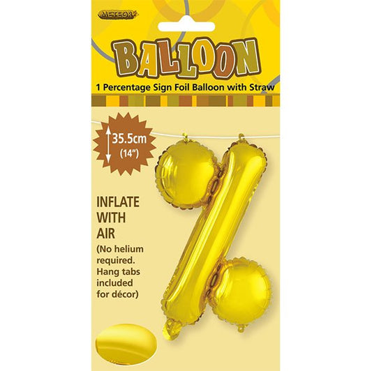 Gold "%" Letter Foil Balloon (35cm) - The Party Marketplace