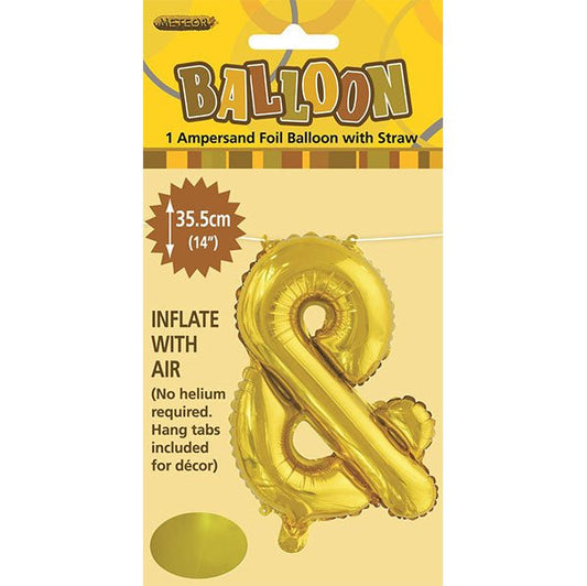 Gold "&" Letter Foil Balloon (35cm) - The Party Marketplace
