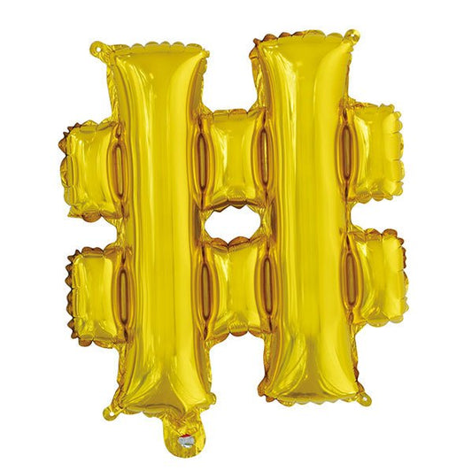 Gold "#" Letter Foil Balloon (35cm) - The Party Marketplace