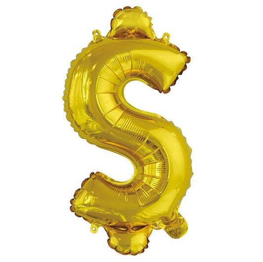 Gold "$" Letter Foil Balloon (35cm) - The Party Marketplace