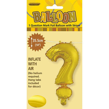 Gold "?" Letter Foil Balloon (35cm) - The Party Marketplace