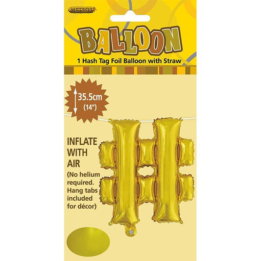 Gold "#" Letter Foil Balloon (35cm) - The Party Marketplace