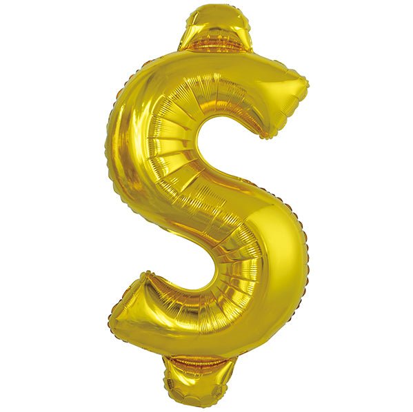 Gold "$" Letter Foil Balloon (86cm) - The Party Marketplace