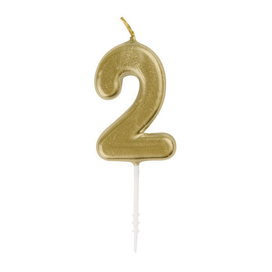 Gold Mini Numeral Pick Candle - 2 - The Party Marketplace