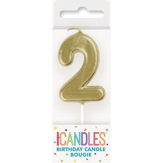 Gold Mini Numeral Pick Candle - 2 - The Party Marketplace