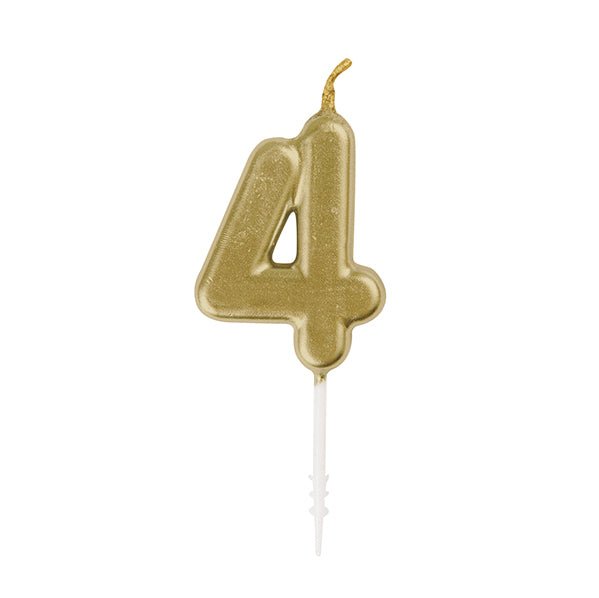 Gold Mini Numeral Pick Candle - 4 - The Party Marketplace