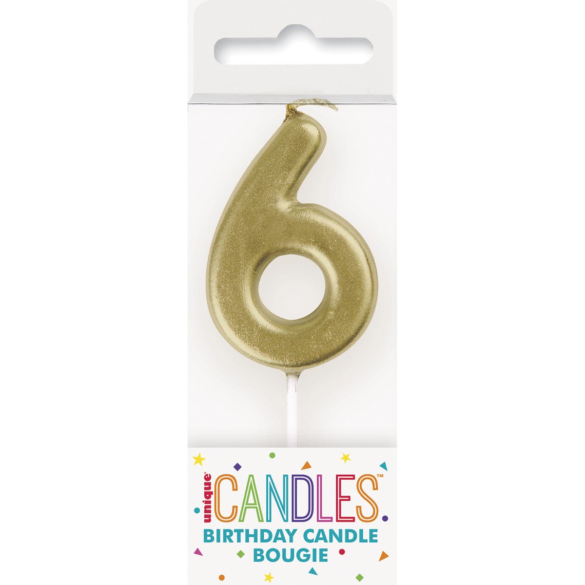 Gold Mini Numeral Pick Candle - 6 - The Party Marketplace