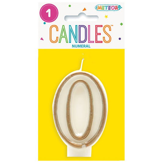 Gold Numeral Candle - 0 - The Party Marketplace
