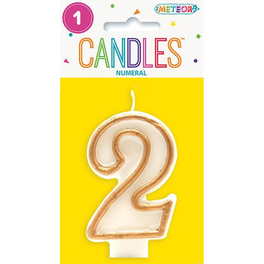 Gold Numeral Candle - 2 - The Party Marketplace