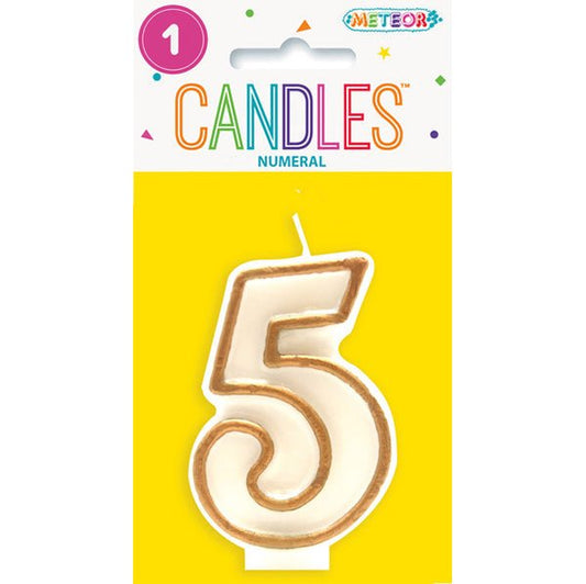Gold Numeral Candle - 5 - The Party Marketplace