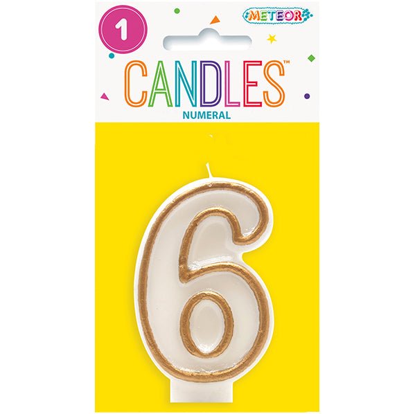 Gold Numeral Candle - 6 - The Party Marketplace