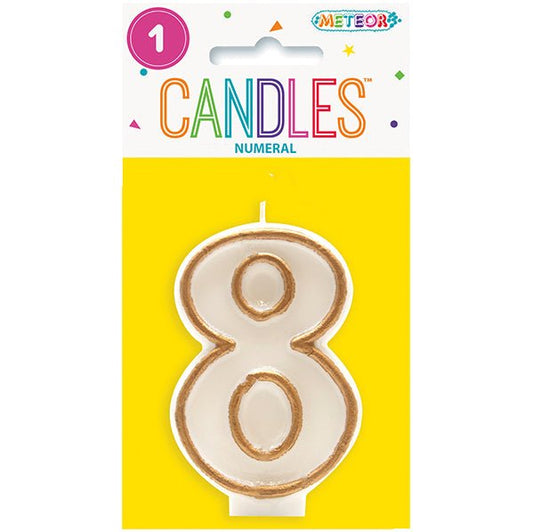 Gold Numeral Candle - 8 - The Party Marketplace