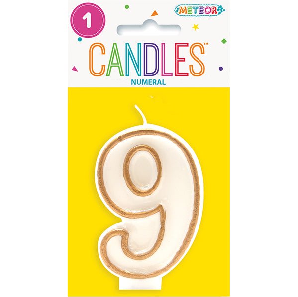 Gold Numeral Candle - 9 - The Party Marketplace
