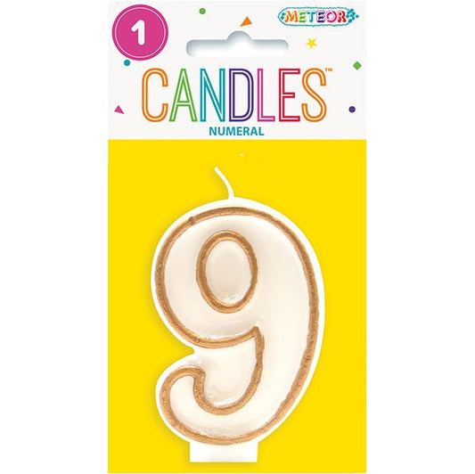 Gold Numeral Candle - 9 - The Party Marketplace