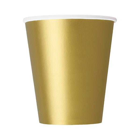 Gold Paper Cups 270ml (Pack of 8) - The Party Marketplace
