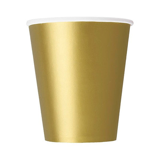 Gold Paper Cups 270ml (Pack of 8) - The Party Marketplace