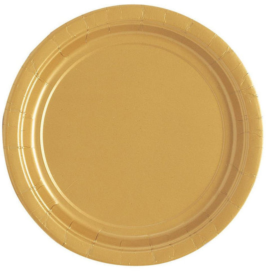 Gold Paper Plates 23cm (Pack of 16) - The Party Marketplace
