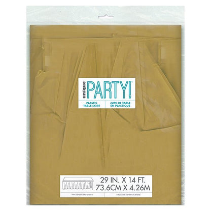 Gold Plastic Tableskirt 73cm x 4.3m - The Party Marketplace