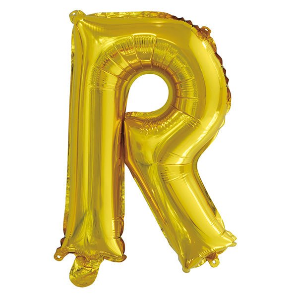 Gold "R" Letter Foil Balloon (35cm) - The Party Marketplace