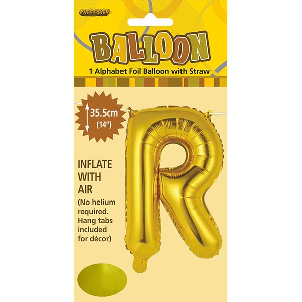 Gold "R" Letter Foil Balloon (35cm) - The Party Marketplace