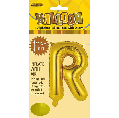 Gold "R" Letter Foil Balloon (35cm) - The Party Marketplace