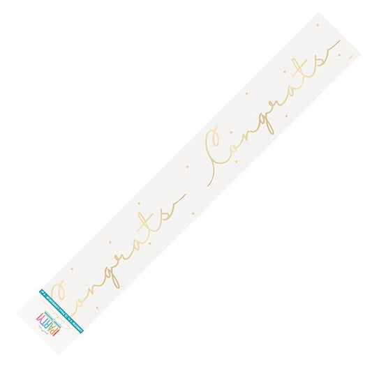 Gold Script "Congratulations" Foil Banner - 2.74m - The Party Marketplace