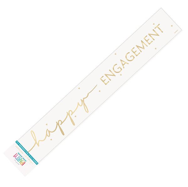 Gold Script "Happy Engagement" Foil Banner - 2.74m - The Party Marketplace