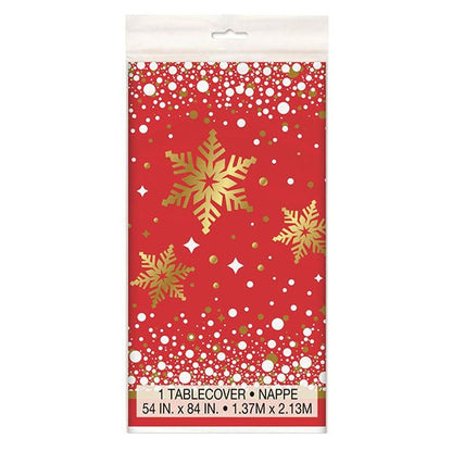 Gold Sparkle Christmas Printed Tablecover 137cm x 213cm - The Party Marketplace