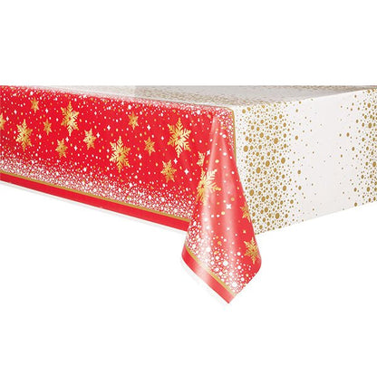 Gold Sparkle Christmas Printed Tablecover 137cm x 213cm - The Party Marketplace