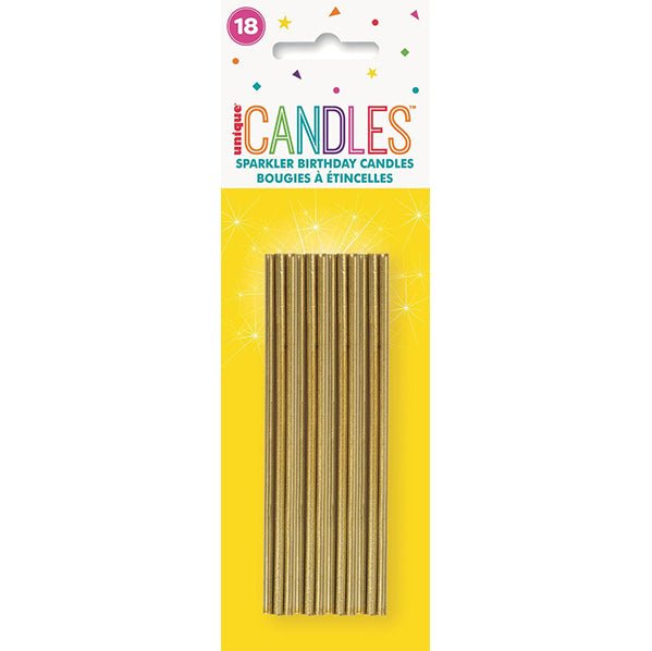 Gold Sparkler Candles (Pack of 18) - The Party Marketplace