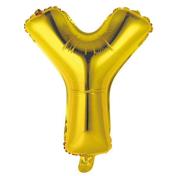 Gold "Y" Letter Foil Balloon (35cm) - The Party Marketplace