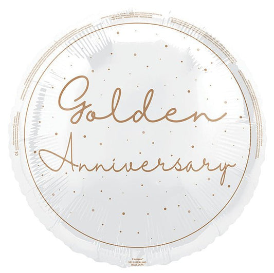 "Golden Anniversary" Foil Balloon 45cm - The Party Marketplace