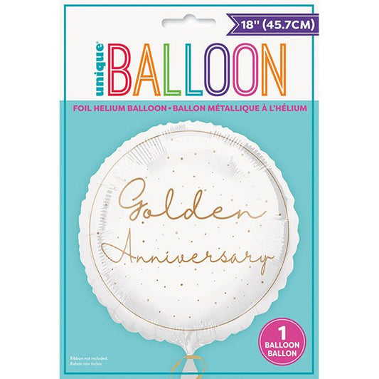 "Golden Anniversary" Foil Balloon 45cm - The Party Marketplace
