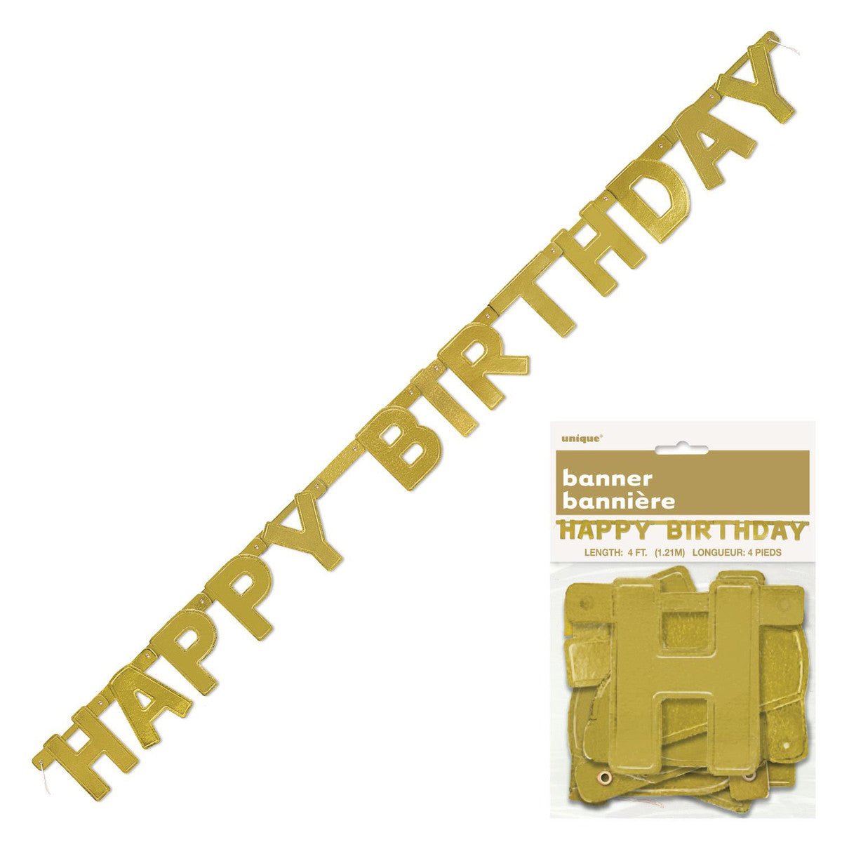 Golden Birthday "Happy Birthday" Jointed Banner - 1.21m - The Party Marketplace