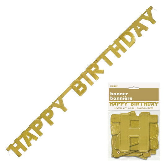 Golden Birthday "Happy Birthday" Jointed Banner - 1.21m - The Party Marketplace