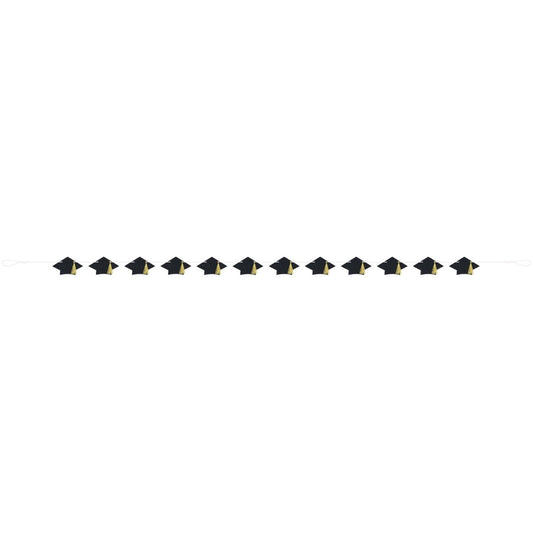 Graduation Cap Glitter Garland With Tassels (2.13m) - The Party Marketplace