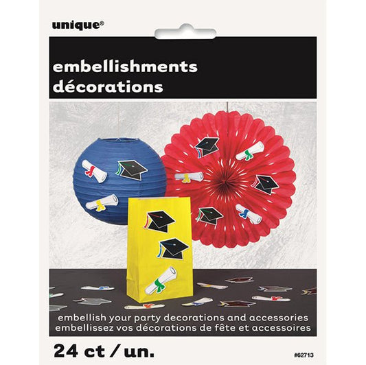 Graduation Cap & Scroll Embellishments (Pack of 24) - The Party Marketplace